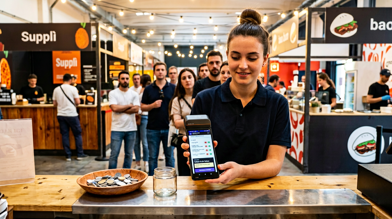 Terminale vToken con prodotti e comanda allo stand