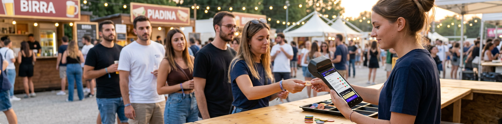 Fila ordinata durante pagamento cashless con vToken