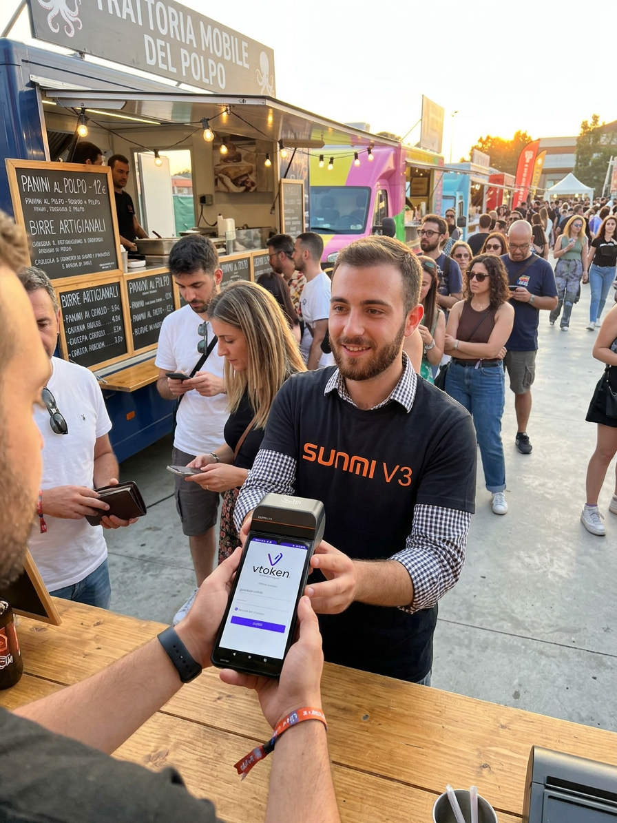 Pagamento vToken durante un evento street food